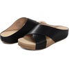 image:imageDREAM PAIRS Womens Cork Slide Sandals Slip On Open Toe Cute Platform Cross Flat Sandals For SummerBlackPu