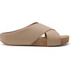 image:imageDREAM PAIRS Womens Cork Slide Sandals Slip On Open Toe Cute Platform Cross Flat Sandals For SummerTaupenubuck