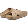 image:imageDREAM PAIRS Womens Cork Slide Sandals Slip On Open Toe Cute Platform Cross Flat Sandals For SummerTaupenubuck