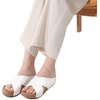 image:imageDREAM PAIRS Womens Cork Slide Sandals Slip On Open Toe Cute Platform Cross Flat Sandals For SummerWhitePu