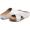 image:imageDREAM PAIRS Womens Cork Slide Sandals Slip On Open Toe Cute Platform Cross Flat Sandals For SummerWhitePu