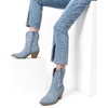 image:imageDREAM PAIRS Womens Cowboy Ankle Boots Western Booties Low Heel Pointed Toe Cowgirl BootsDenim Blue
