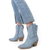image:imageDREAM PAIRS Womens Cowboy Ankle Boots Western Booties Low Heel Pointed Toe Cowgirl BootsDenim Blue