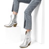 image:imageDREAM PAIRS Womens Cowboy Ankle Boots Western Booties Low Heel Pointed Toe Cowgirl BootsSilver