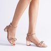 image:imageDREAM PAIRS Womens Double Bowknots Crystal Sandals Low Chunky Heels Clear Slingback Dress Shoes for Wedding Bridal PartyChampagne