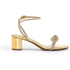 image:imageDREAM PAIRS Womens Double Bowknots Crystal Sandals Low Chunky Heels Clear Slingback Dress Shoes for Wedding Bridal PartyGold