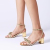 image:imageDREAM PAIRS Womens Double Bowknots Crystal Sandals Low Chunky Heels Clear Slingback Dress Shoes for Wedding Bridal PartyGold