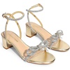 image:imageDREAM PAIRS Womens Double Bowknots Crystal Sandals Low Chunky Heels Clear Slingback Dress Shoes for Wedding Bridal PartyLight Gold