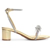 image:imageDREAM PAIRS Womens Double Bowknots Crystal Sandals Low Chunky Heels Clear Slingback Dress Shoes for Wedding Bridal PartyLight Gold