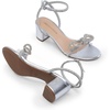 image:imageDREAM PAIRS Womens Double Bowknots Crystal Sandals Low Chunky Heels Clear Slingback Dress Shoes for Wedding Bridal PartySilver