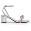 image:imageDREAM PAIRS Womens Double Bowknots Crystal Sandals Low Chunky Heels Clear Slingback Dress Shoes for Wedding Bridal PartySilver