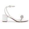 image:imageDREAM PAIRS Womens Double Bowknots Crystal Sandals Low Chunky Heels Clear Slingback Dress Shoes for Wedding Bridal PartyWhite