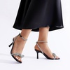 image:imageDREAM PAIRS Womens Dress Sandals for Party Wedding with Double Bowknots Heels Open Square Toe Ankle Strap Crystal Rhinestone ShoesBlackpu