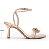 image:imageDREAM PAIRS Womens Dress Sandals for Party Wedding with Double Bowknots Heels Open Square Toe Ankle Strap Crystal Rhinestone ShoesChampagnepu