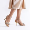 image:imageDREAM PAIRS Womens Dress Sandals for Party Wedding with Double Bowknots Heels Open Square Toe Ankle Strap Crystal Rhinestone ShoesGoldpat