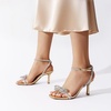 image:imageDREAM PAIRS Womens Dress Sandals for Party Wedding with Double Bowknots Heels Open Square Toe Ankle Strap Crystal Rhinestone ShoesGoldpat