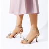image:imageDREAM PAIRS Womens Dress Sandals for Party Wedding with Double Bowknots Heels Open Square Toe Ankle Strap Crystal Rhinestone ShoesLight Gold
