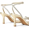 image:imageDREAM PAIRS Womens Dress Sandals for Party Wedding with Double Bowknots Heels Open Square Toe Ankle Strap Crystal Rhinestone ShoesLight Gold
