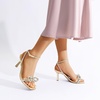 image:imageDREAM PAIRS Womens Dress Sandals for Party Wedding with Double Bowknots Heels Open Square Toe Ankle Strap Crystal Rhinestone ShoesLight Gold