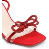 image:imageDREAM PAIRS Womens Dress Sandals for Party Wedding with Double Bowknots Heels Open Square Toe Ankle Strap Crystal Rhinestone ShoesRedsatin
