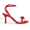 image:imageDREAM PAIRS Womens Dress Sandals for Party Wedding with Double Bowknots Heels Open Square Toe Ankle Strap Crystal Rhinestone ShoesRedsatin