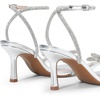 image:imageDREAM PAIRS Womens Dress Sandals for Party Wedding with Double Bowknots Heels Open Square Toe Ankle Strap Crystal Rhinestone ShoesSilverpu