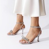 image:imageDREAM PAIRS Womens Dress Sandals for Party Wedding with Double Bowknots Heels Open Square Toe Ankle Strap Crystal Rhinestone ShoesSilverpu
