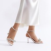 image:imageDREAM PAIRS Womens Dress Sandals for Party Wedding with Double Bowknots Heels Open Square Toe Ankle Strap Crystal Rhinestone ShoesWhitepu