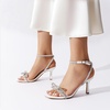 image:imageDREAM PAIRS Womens Dress Sandals for Party Wedding with Double Bowknots Heels Open Square Toe Ankle Strap Crystal Rhinestone ShoesWhitepu