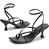 image:imageDREAM PAIRS Womens Dressy Kitten Heel Sandals Sylvestra Strappy Open Square Toe Heels with Ankle Strap for Wedding Guest Parties and Special OccasionsBlackpu