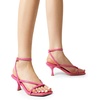 image:imageDREAM PAIRS Womens Dressy Kitten Heel Sandals Sylvestra Strappy Open Square Toe Heels with Ankle Strap for Wedding Guest Parties and Special OccasionsHot Pinkpu