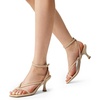 image:imageDREAM PAIRS Womens Dressy Kitten Heel Sandals Sylvestra Strappy Open Square Toe Heels with Ankle Strap for Wedding Guest Parties and Special OccasionsNudepu