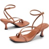 image:imageDREAM PAIRS Womens Dressy Kitten Heel Sandals Sylvestra Strappy Open Square Toe Heels with Ankle Strap for Wedding Guest Parties and Special OccasionsBrownpu