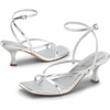 image:imageDREAM PAIRS Womens Dressy Kitten Heel Sandals Sylvestra Strappy Open Square Toe Heels with Ankle Strap for Wedding Guest Parties and Special OccasionsSilverpu