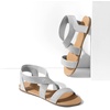 image:imageDREAM PAIRS Womens Elastic Ankle Strap Flat Sandals Summer Dressy Shoes Cute Strappy Gladiator SandalsSilverPu