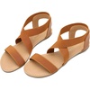 image:imageDREAM PAIRS Womens Elastic Ankle Strap Flat Sandals Summer Dressy Shoes Cute Strappy Gladiator SandalsTan