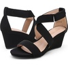 image:imageDREAM PAIRS Womens Elastic Ankle Strap Wedge SandalsBlackNubuck