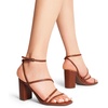 image:imageDREAM PAIRS Womens Heels Chunky Block Strappy Square Open Toe Ankle Buckle 315 Inch Heeled Sandals Wedding Party Dress Prom ShoesBrown