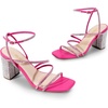 image:imageDREAM PAIRS Womens Heels Chunky Block Strappy Square Open Toe Ankle Buckle 315 Inch Heeled Sandals Wedding Party Dress Prom ShoesHot Pinkrhinestone