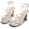 image:imageDREAM PAIRS Womens Heels Chunky Block Strappy Square Open Toe Ankle Buckle 315 Inch Heeled Sandals Wedding Party Dress Prom ShoesSilverpu