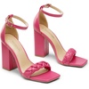 image:imageDREAM PAIRS Womens Heels For Women Braided Open Toe Ankle Strap High Block Chunky Heel Sandals Party Wedding Dress Pumps ShoesHot Pink