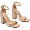 image:imageDREAM PAIRS Womens Heels For Women Braided Open Toe Ankle Strap High Block Chunky Heel Sandals Party Wedding Dress Pumps ShoesNude