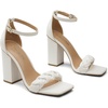 image:imageDREAM PAIRS Womens Heels For Women Braided Open Toe Ankle Strap High Block Chunky Heel Sandals Party Wedding Dress Pumps ShoesWhite