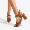 image:imageDREAM PAIRS Womens High Chunky Heels Square Toe Block Ankle Strap 3 inch Comfortable Heeled Sandals For Formal Wedding Party DressBrown