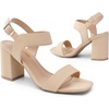 image:imageDREAM PAIRS Womens High Chunky Heels Square Toe Block Ankle Strap 3 inch Comfortable Heeled Sandals For Formal Wedding Party DressNudenubuck