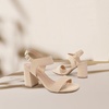 image:imageDREAM PAIRS Womens High Chunky Heels Square Toe Block Ankle Strap 3 inch Comfortable Heeled Sandals For Formal Wedding Party DressNudenubuck