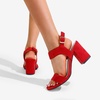 image:imageDREAM PAIRS Womens High Chunky Heels Square Toe Block Ankle Strap 3 inch Comfortable Heeled Sandals For Formal Wedding Party DressRedsuede
