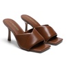 image:imageDREAM PAIRS Womens High Stilettos Heels Mules Open Square Toe Slip On Comfort Sexy Dress Pumps Sandals Fashion Casual Prom Dress ShoesBrown