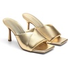 image:imageDREAM PAIRS Womens High Stilettos Heels Mules Open Square Toe Slip On Comfort Sexy Dress Pumps Sandals Fashion Casual Prom Dress ShoesLight Gold