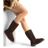 image:imageDREAM PAIRS Womens Hightop Winter Snow Boots Faux Fur Lining Pull on Warm Comfortable Outdoor Booties Shoes for Women FuzzyClassicBrown